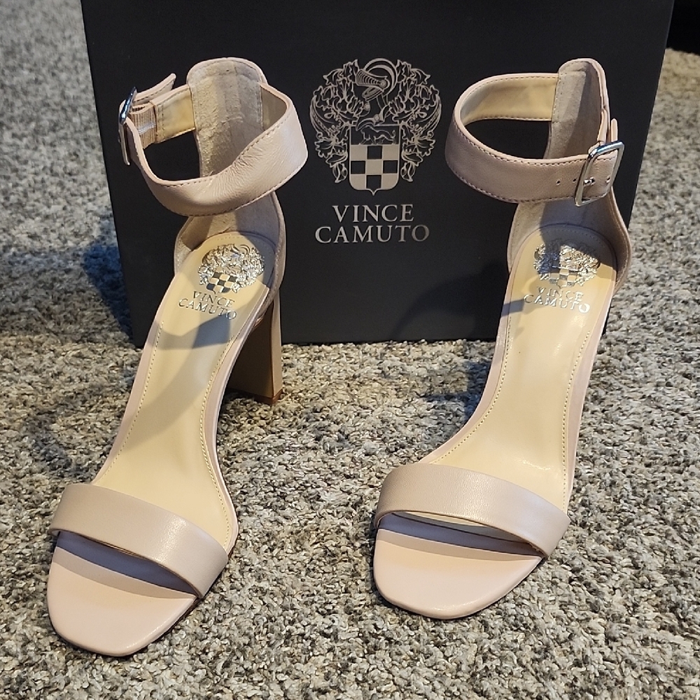 Vince Camuto Tan Heeled Sandals with Ankle Strap